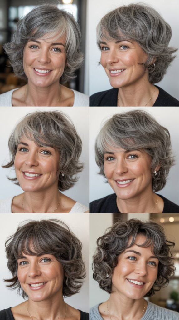 Baby Bangs With Gray Shag Haircut