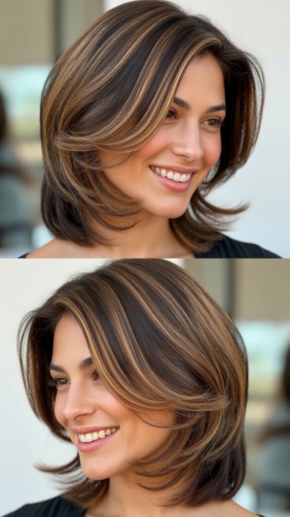Mocha Swirl Highlights with Razor-Cut Layers