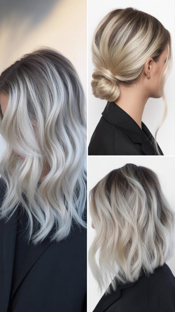 Icy Platinum with Dark Roots