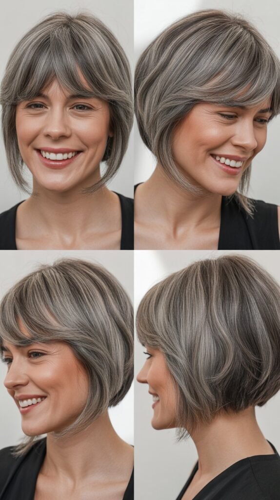 Graduated Fringe With Gray Angled Lob
