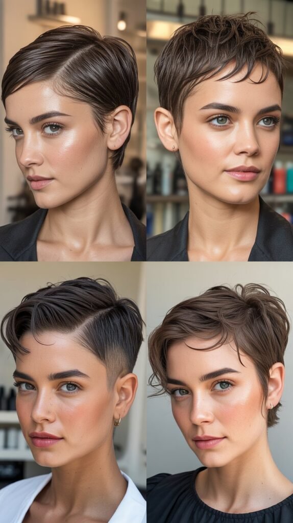 Pixie With Undercut And Wet Look Styling