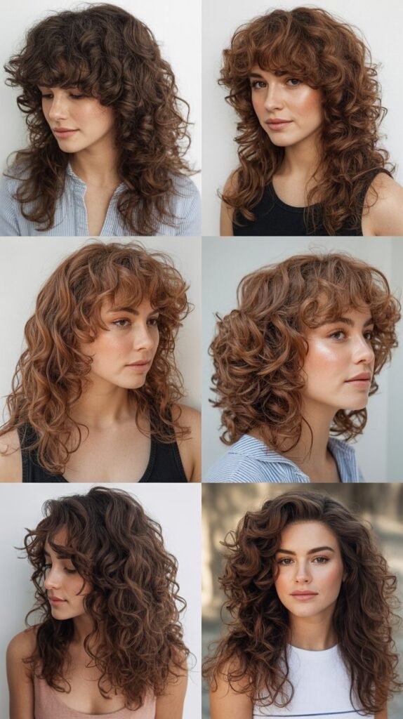 Long Curly Hair with V-Cut Layers