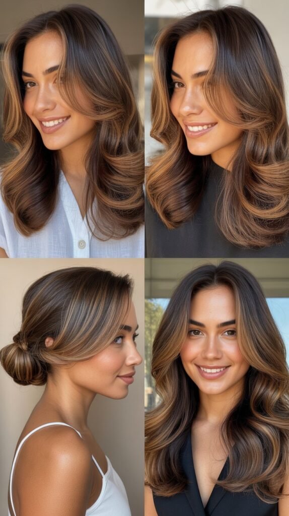 . Caramel Highlights on Relaxed Hair