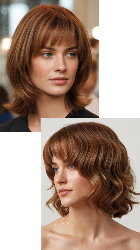 Wispy Bangs With V-Shaped Layers and Highlights