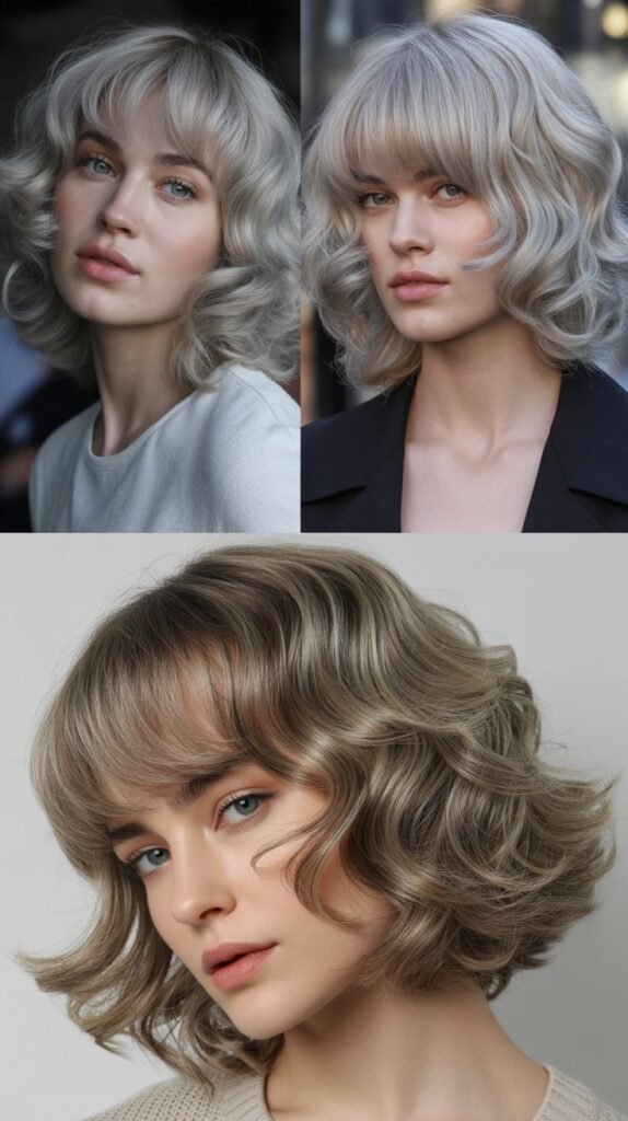 Rounded Bangs With Sterling Silver Medium Waves