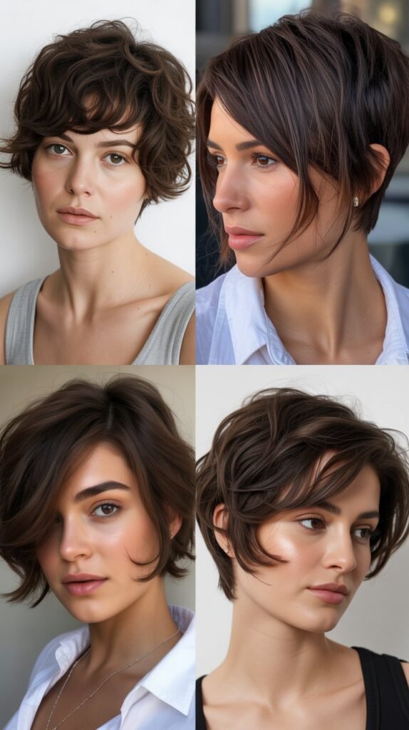  Dark Chocolate Brown Shaggy Pixie