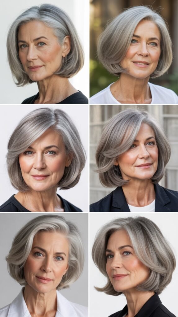  The Classic Gray Bob with Subtle Layers