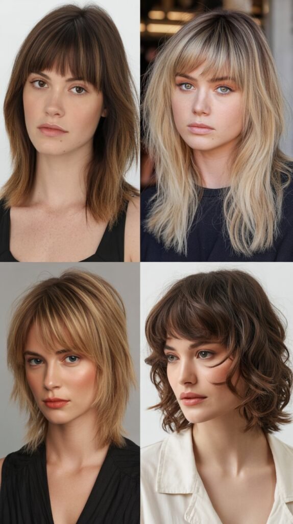 Blunt Bangs With Choppy Textured Layers