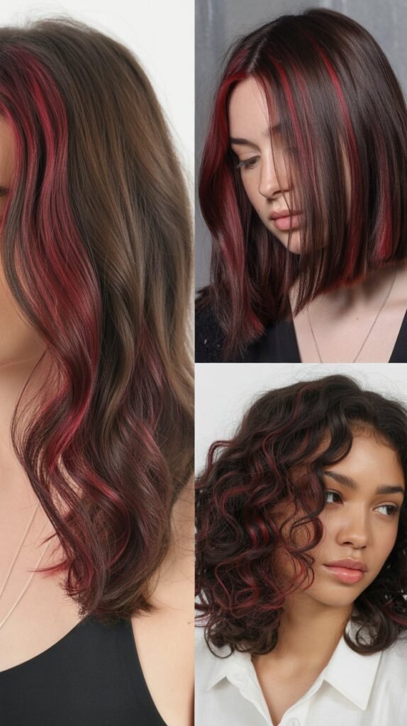 Red Velvet Highlights on Dark Bases