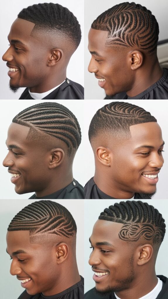  Bald Fade With Artistic Cornrow Patterns