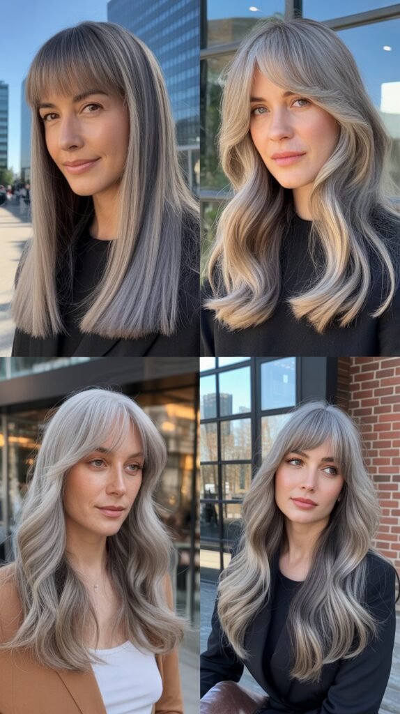 Why Long Gray Hair With Bangs Is Trending