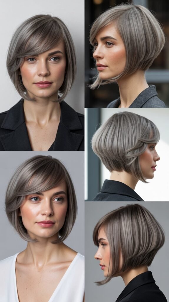 Graduated Bob with Diagonal Bangs