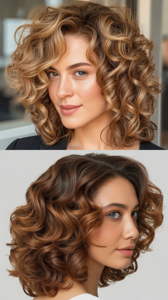  Shoulder-Length Curly Cut with Slide-Cut Layers