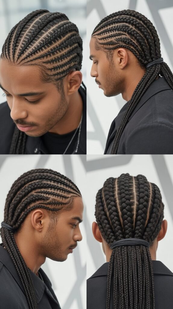  Box Braids Combined With Cornrows