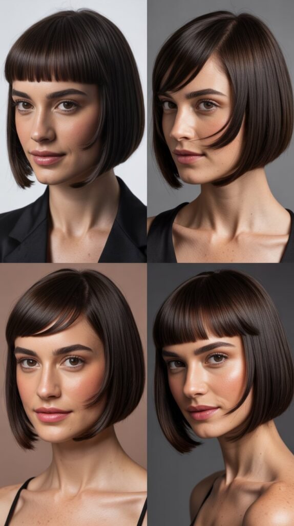 Blunt Cut with Side-Swept Bangs