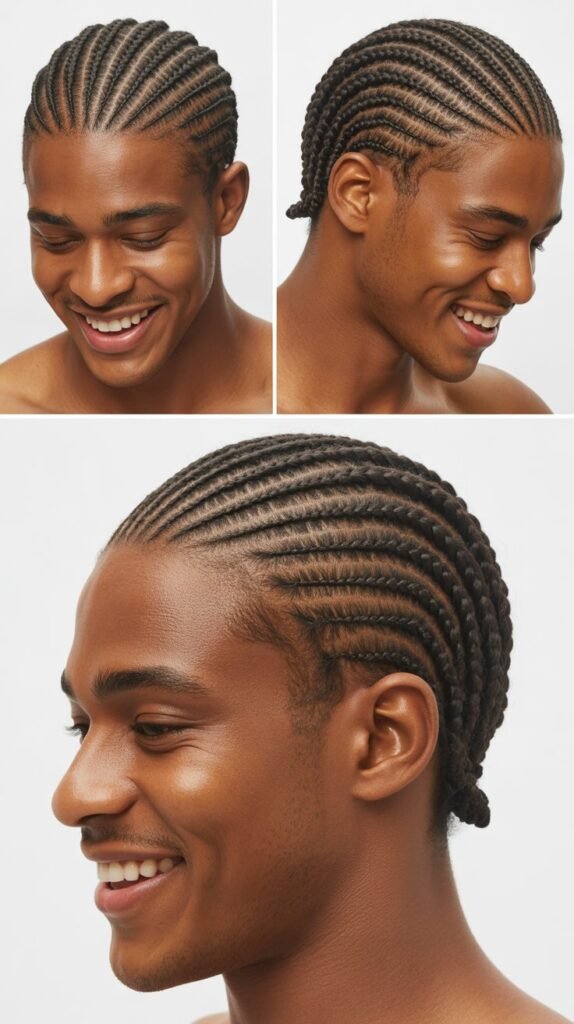 Cornrows with Side Part Designs