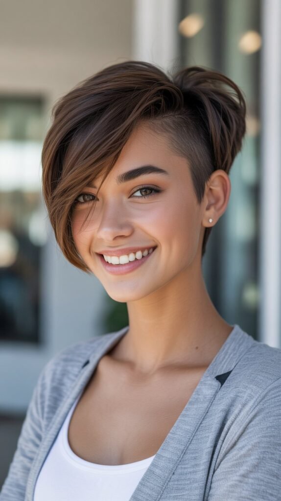 Pixie with Dramatic Side Part