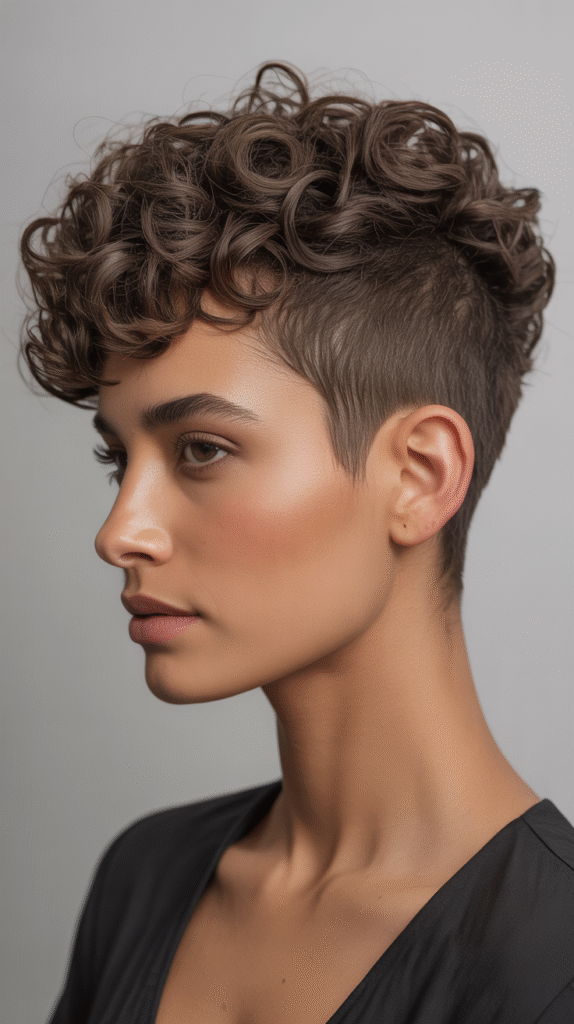 Curly Pixie with Tapered Nape