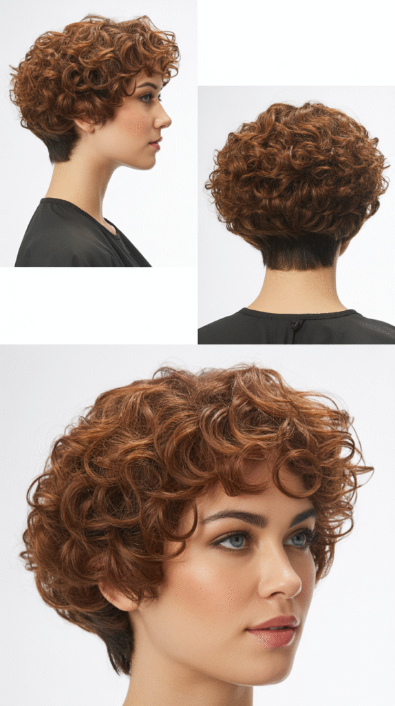 Stacked Curly Bob with Volume at the Crown