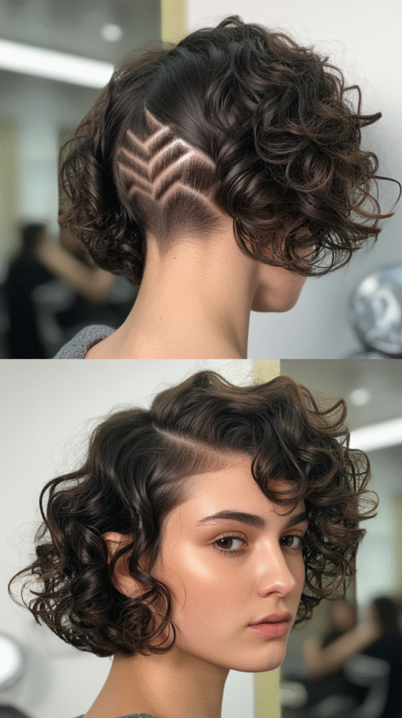 Chin-Length Curly Bob with Undercut