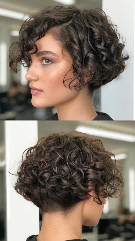 Curly Bob with Stacked Back and Long Front