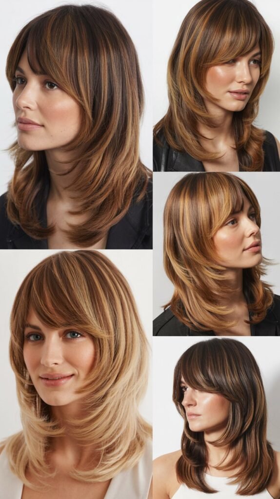  Arched Bangs With Long Layered Ombre