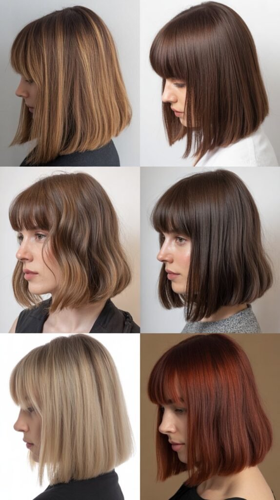 Color Techniques That Enhance Medium Blunt Cuts With Bangs
