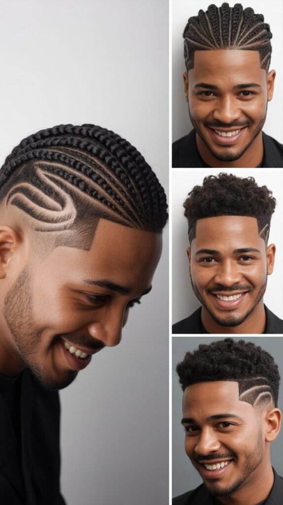 Skin Fade With S-Wave Cornrow Design
