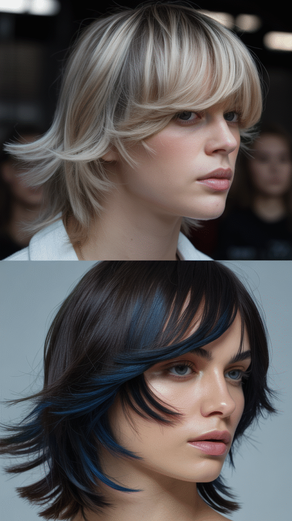 Asymmetrical Wispy Bangs with Angled Layers