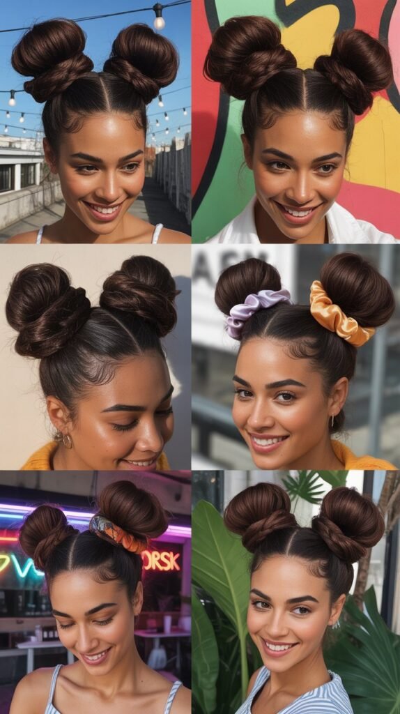 Dark Chocolate Brown Space Buns