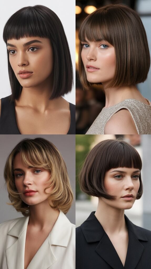 Celebrity-Inspired Medium Blunt Cuts With Bangs