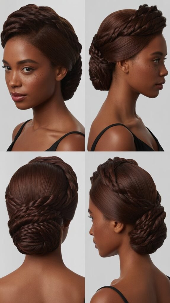 Dark Chocolate Brown Twisted Updo