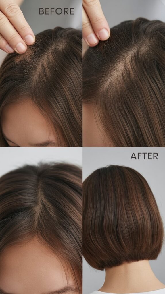 Blunt Cut with Hair Fibers