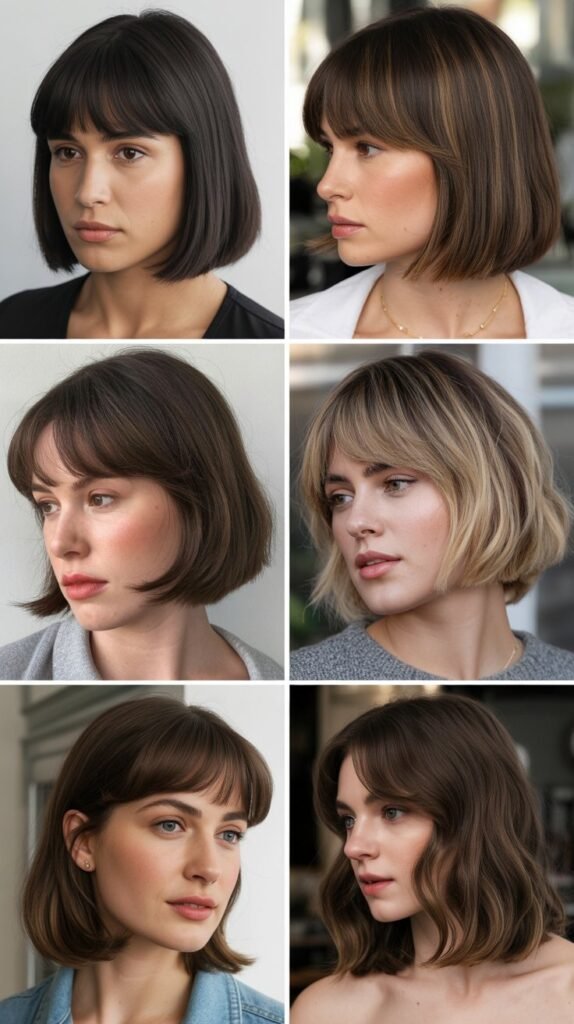 Curtain Bangs With Medium Blunt Cuts: The Perfect Face-Framing Combination