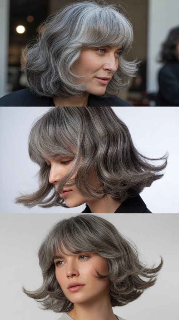 Layered Feathered Bangs with Volume-Boosting Techniques