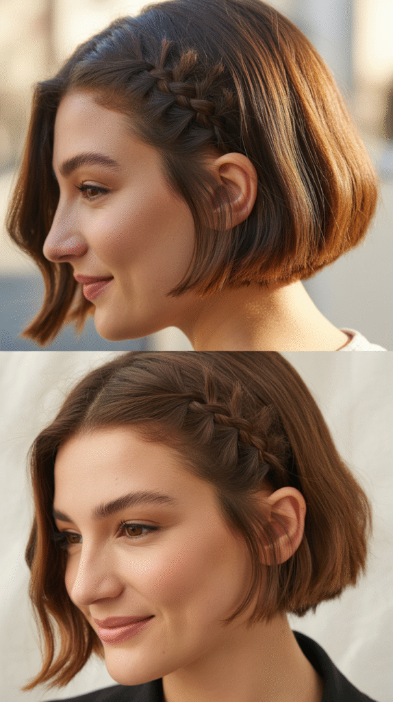  Blunt Cut With Side Braid
