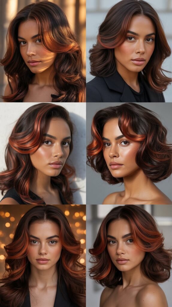 Dark Chocolate Brown with Coppery Highlights