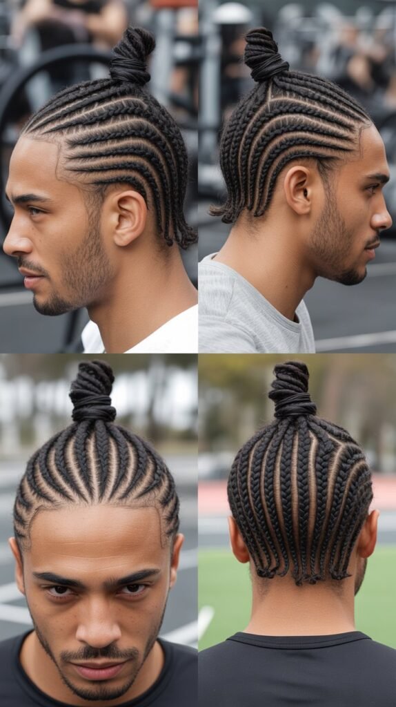 Cornrow Braids Into Top Knot