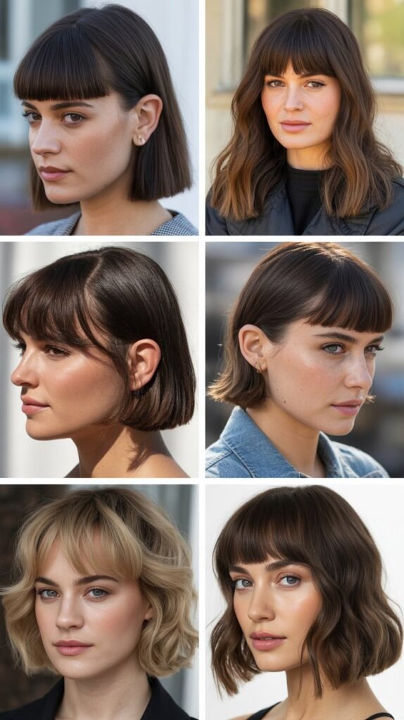 Blunt Lob with Curtain Bangs