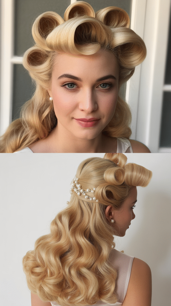 Vintage-Inspired Victory Rolls Half-Up