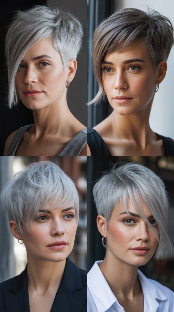 Asymmetrical Pixie with Curtain Fringe