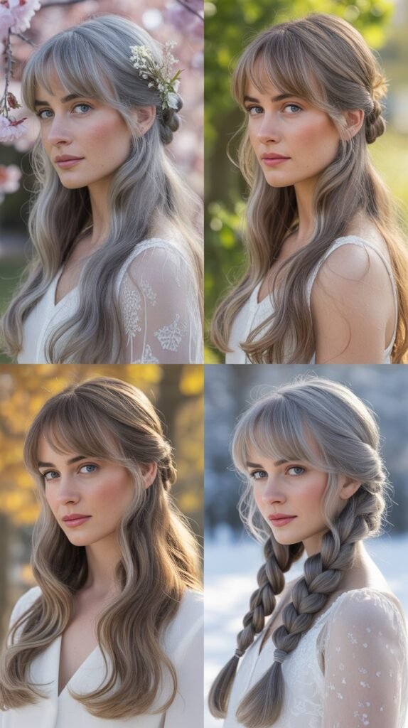 Seasonal Styling Tips For Gray Hair With Bangs