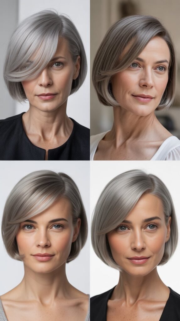Sleek Bob with Deep Side Part and Swept Bangs