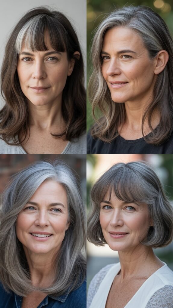 Transitioning to Gray Hair While Growing Out Bangs