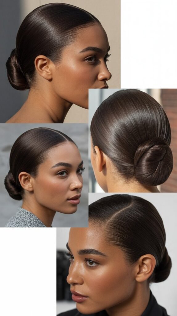 Dark Chocolate Brown Slicked-Back Bun