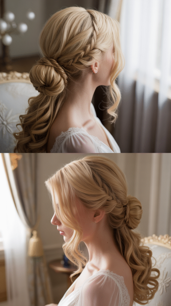  Elegant Low Twisted Bun with Curls