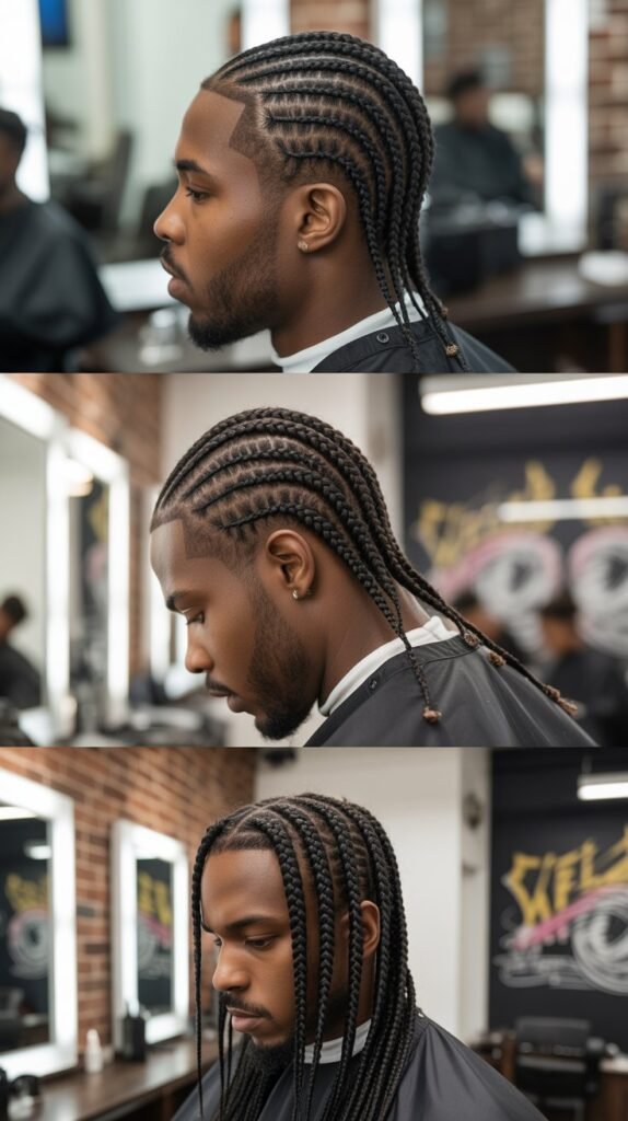 Box Braids Combined With Cornrows