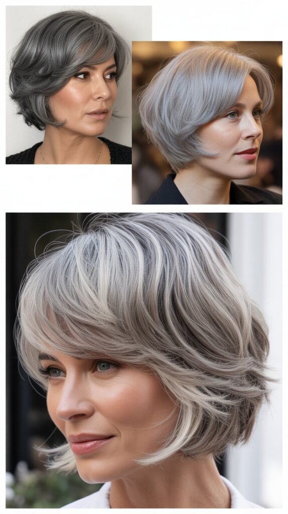  Layered Bob with Feathered Side Bangs