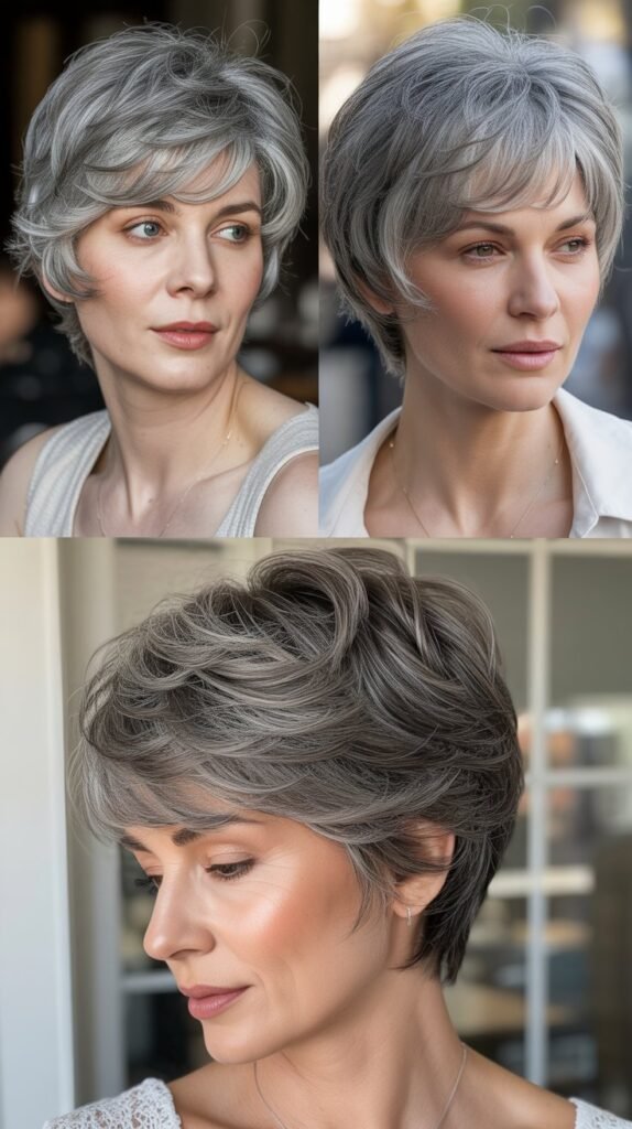 Layered Pixie with Long Wispy Bangs