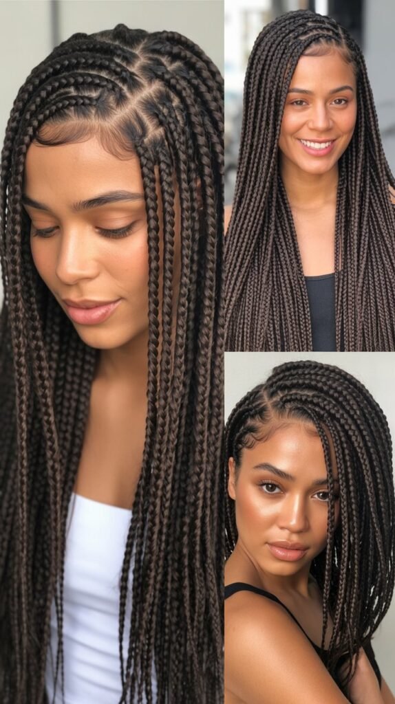 Dark Chocolate Brown Knotless Braids